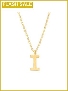 14K Gold Plated Initial I Pendant Necklace 18" Hypoallergenic Gift Box